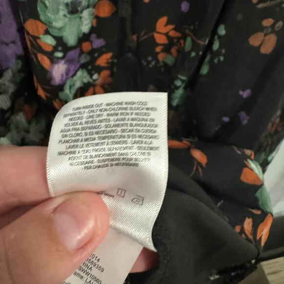 Jessica Simpson Black Floral Drop Waist Mini Dress Size Small Long Sleeves - Picture 7 of 9